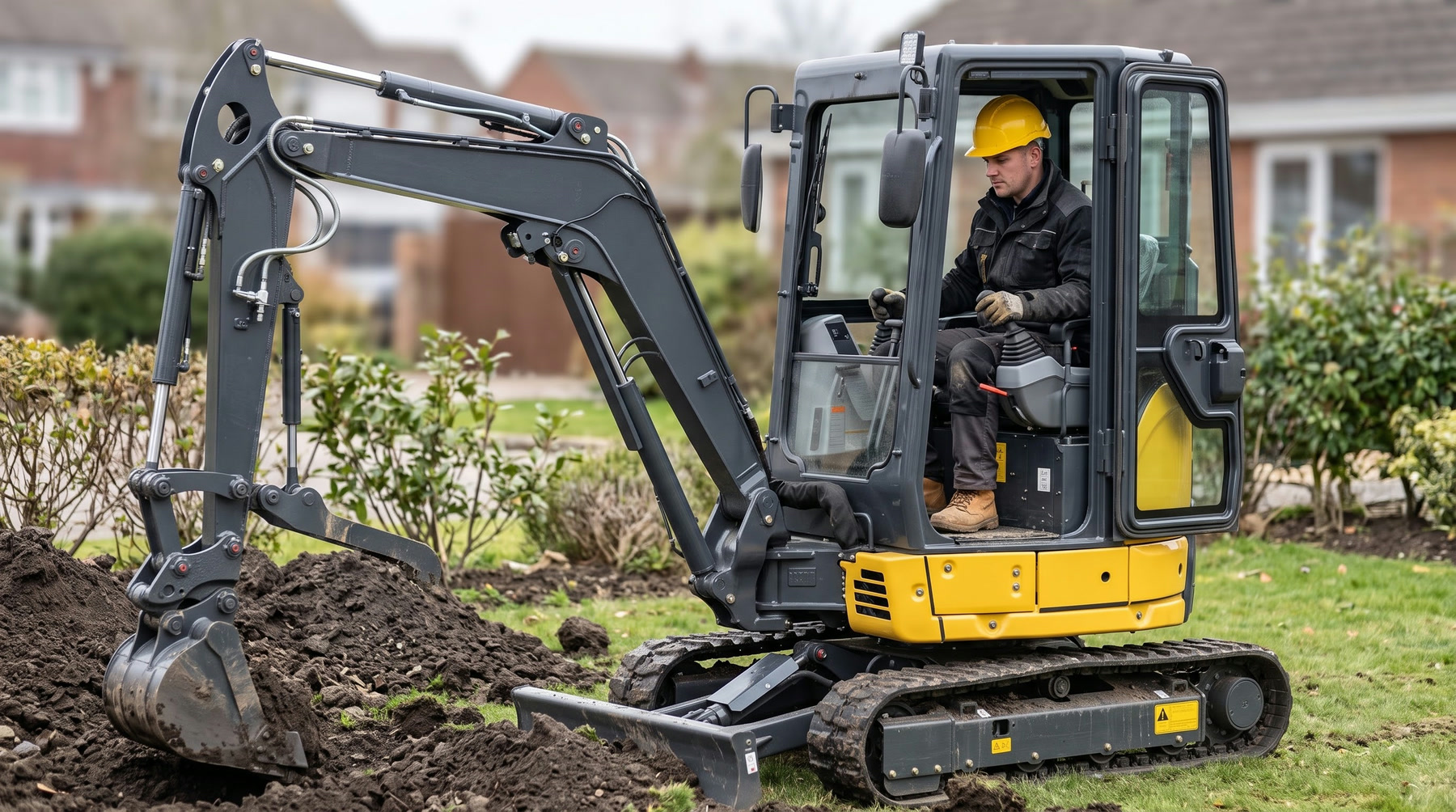 TOUGHNEER excavator working on a residential jobsite
